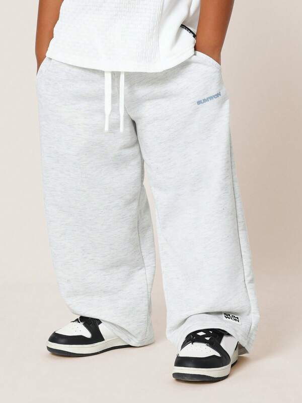 SUMWON Boys Wide Leg Sweatpants Athletic Sports Casual Jogger Bottom Elastic Waist Loose Fit Comfortable Athletic School Pe Gym Pants