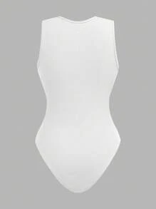 SHEIN EZwear Set de 3 bodys de mujer de un solo color con cuello redondo y sin mangas