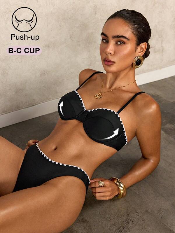 Swim Glamine طقم بكيني ملابس سباحة مع حمالة رفع الصدر 1/2 كوب الحجم