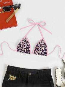 Swim SXY Women Spring Break Leopard Print Bikini Top, Casual Vacation For Summer - Multicolor - View 4
