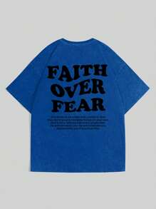 Manfinity EMRG Plus Size Men's Slogan Print Round Neck Short Sleeve Casual Versatile T-Shirt