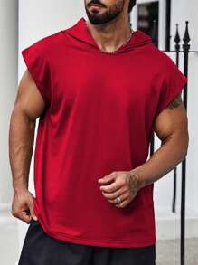 Manfinity Homme Plus Size Men's Solid Color Casual Loose Fit Pullover Hoodie Top - Red - View 6