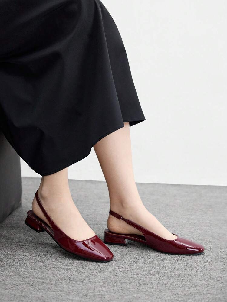 CUCCOO BIZCHIC Zapatos de estilo Mary Jane con puntera cuadrada, de tacón plano y correa de tobillo, rojos, para mujer, adecuados para oficina, trabajo, citas, fiestas, compras y días festivos