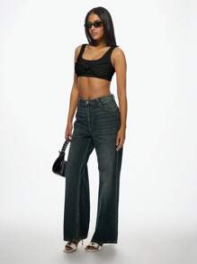 MISSGUIDED Débardeur court avec torsion devant, style de soutien-gorge de sport pour le sport, la danse, le yoga, activité de base. Idéal pour l'été et le printemps - Noir - Voir 4