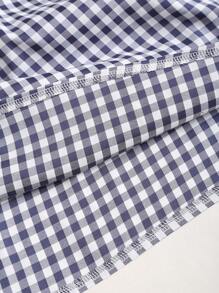 Sweetra 春夏欧美时尚高腰格子修身迷你连衣裙 - 藍白色 - 查看 4