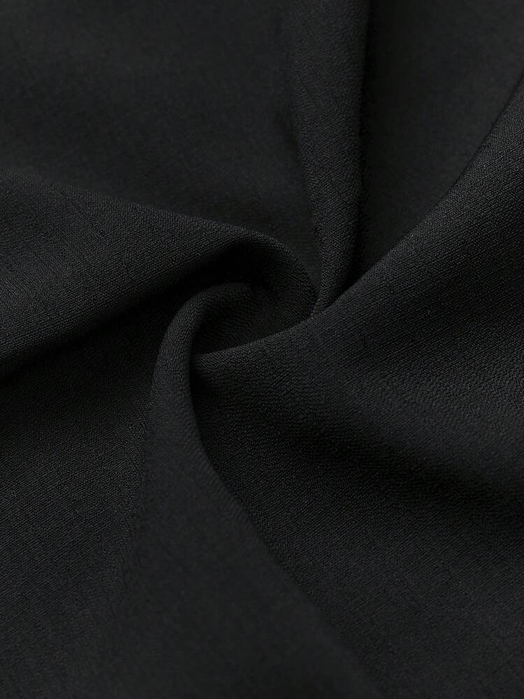 2025 New Fashion Black Dress For Women, Vacation Style High Low Hem Dress With Belt & Ruffle Design, Spring/Summer Casual Daily Wear
