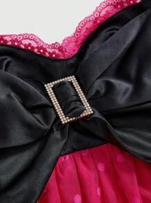 ROMWE Kawaii Y2K Harajuku Style Oversized Ruffle Hem Bow Mini Dress For Women