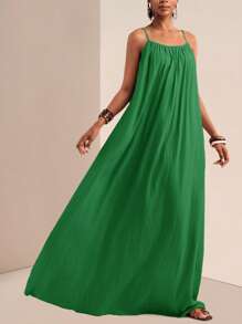 Zivah 2025 Sommer Neue Musikfestival, Ostern, St. Patrick's Day, Western, Boho Stil Kleid für Geburtstagsparty, Abschluss, Studenten, Alltag Lässig, Urlaub, Kreuzfahrt, Strand, Sonnenbaden, modisches ärmelloses Kleid mit verstellbaren Trägern, locker geschnitten, breite Streifenstruktur, khakifarben, Damenkleid - Grün - Übersicht 8