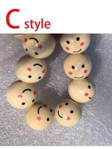 SHEIN New 20Pcs Smiling Wooden Round Expression Pine Beads For Jewelry Making DIY Creative Bracelet, Necklace Handmade Beading Craft Supplies