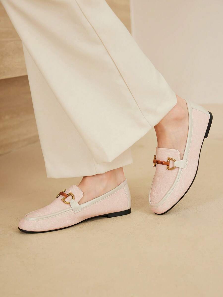 MOTF PREMIUM WOMEN'S SQUARE TOE COMFORTABLE CASUAL FLAT SHOES - Baby Pink - View 2