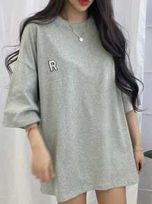DAZY Camiseta de cuello redondo y manga corta para mujer, sencilla y de moda, adecuada para camiseta oversize de verano