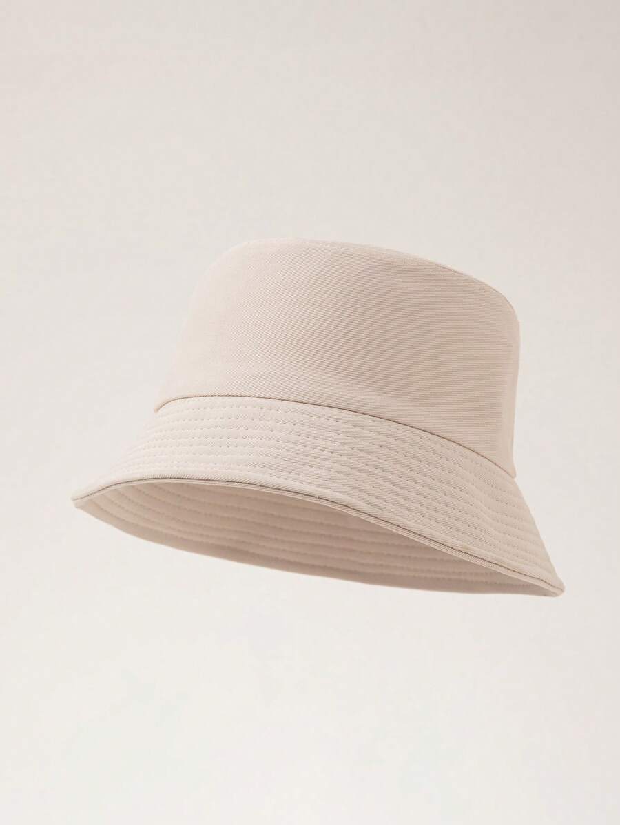 Women's Versatile Simple Solid Color Single-Sided Bucket Hat For Beach - Beige - View 1