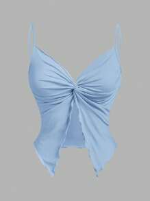 SHEIN MOD 女式扭纹前交叉无袖上衣，可爱上衣 - 彩色 - 查看 8