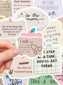 50pcs Debris In English Stickers Laptop Handbook Cell Phone Case Decorative Stickers - Multicolor - View 5