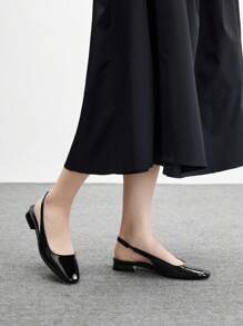 CUCCOO BIZCHIC 女士时尚黑色简约大方低跟方头玛丽珍平底鞋，适合通勤、约会、聚会、购物、度假