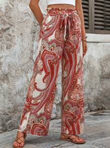 Breezaya Paisley Print Casual Vacation Random Cut Pants - Multicolor - View 5
