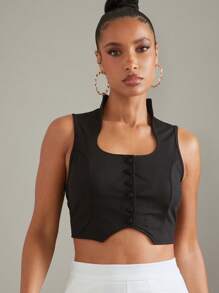 Hauture Blusa versátil de mujer con estilo elegante y sexy de oficinista - Negro - Ver 3