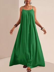 Zivah 2025 Sommer Neue Musikfestival, Ostern, St. Patrick's Day, Western, Boho Stil Kleid für Geburtstagsparty, Abschluss, Studenten, Alltag Lässig, Urlaub, Kreuzfahrt, Strand, Sonnenbaden, modisches ärmelloses Kleid mit verstellbaren Trägern, locker geschnitten, breite Streifenstruktur, khakifarben, Damenkleid - Grün - Übersicht 9