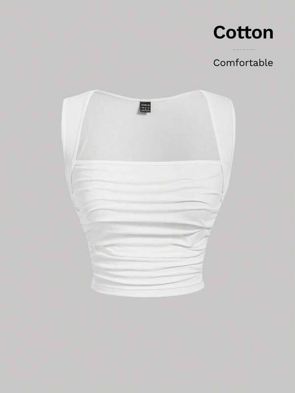 SHEIN MOD Solid Ruched Side Tank Top