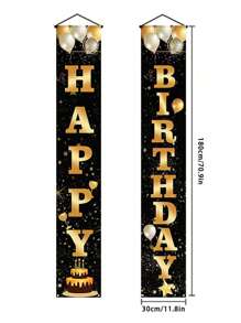 1套华丽的生日快乐旗帜横幅，圣诞节 - 藍色 - 查看 5