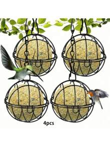 2/4 Stücke Futterkugelhalter, Vogelfutter, hängender Metallvogelfutterhalter, Futterkugelhalter zum Aufhängen, Vogelfutter für Wildvögel, Garten