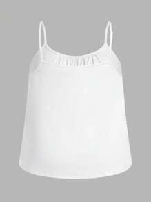 SHEIN EZwear 3 件大码女式纯色黑/白 + 豹纹无袖蝴蝶结衬衫荷叶边宽松吊带可调节肩带，适合春夏季 - 彩色 - 查看 5