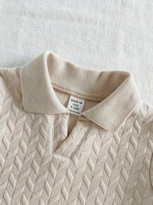 SHEIN Vintaside Kids Baby Boy Cute Comfortable Versatile All-Match Casual Fashion Textured Special Fabric Top