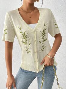 SHEIN LUNE Cardigan court à manches courtes style français minimaliste pour femme