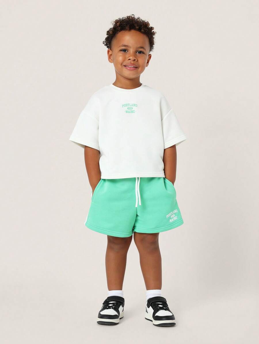SUMWON Conjunto de verano tipo co-ord para niños de Portland, Maine con camiseta de manga corta, atuendo deportivo y callejero, jersey atlético, chándal, ropa deportiva primavera-otoño, conjunto casual para actividades diarias - Multicolor - Ver 1