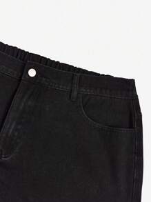 SHEIN ICON Plus Size Women's Fashionable And Sexy Denim Shorts Without Stretch - Black - View 4