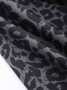 Women's Fashion Leopard Print Pocket Straight Leg Pants - Brown - View 8
