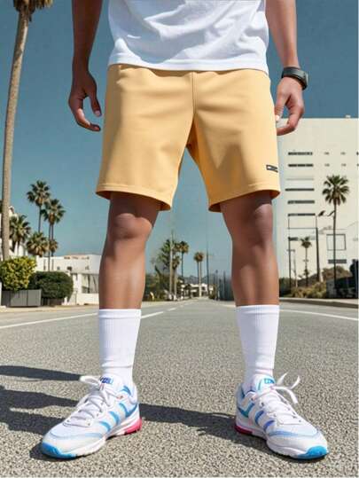 3pcs/Pack Teenage Boys' Solid Color Casual Summer Sports Shorts