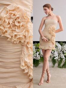 MOTF Soiréza TEXTURED RUFFLED TUBE DRESS