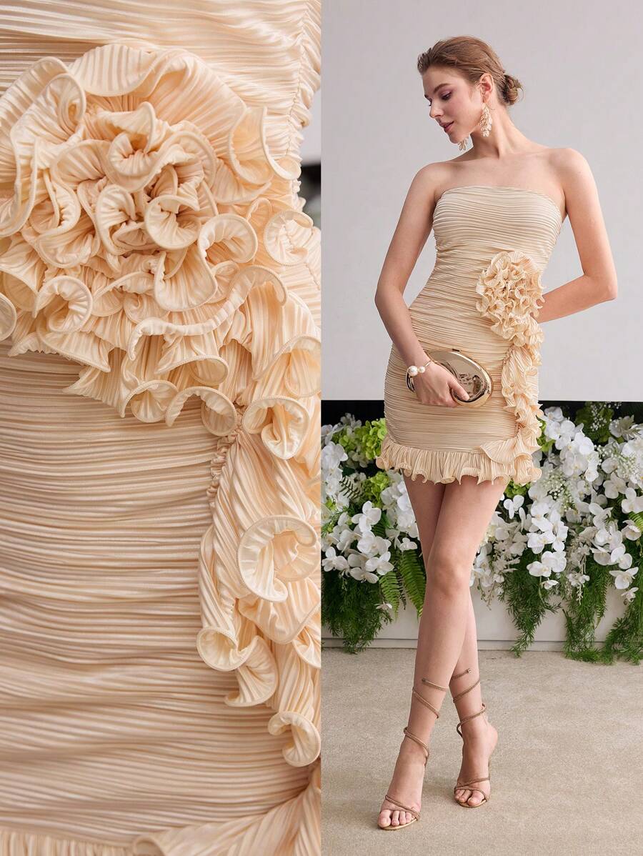 MOTF Soiréza TEXTURED RUFFLED TUBE DRESS