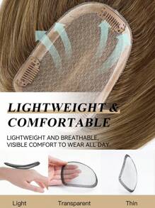 4.72X3.14 Rambut Manusia Asli Warna Cokelat Muda untuk Wanita dan Anak Perempuan, Potongan Rambut Asli untuk Rambut Tipis atau Rontok, Jepitan untuk Ekstensi Rambut, Penggunaan Sehari-hari - S6 - View 4