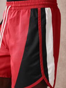 SUMWON Athletic Performance Quick-Wicking Nylon Running Shorts Drawstring Waistband Side Stripe Track Basketball Training Gym Workout Summer Sports Shorts Active Wear - Red - View 7