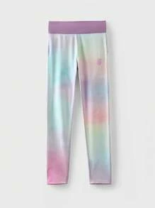 JNSQ Tween Girl Tie-Dye Print Outdoor Sports Leggings - Purple - View 5