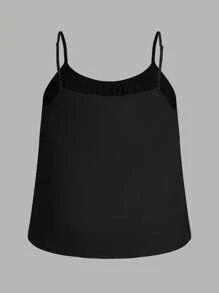 SHEIN EZwear 3 件大码女式纯色黑/白 + 豹纹无袖蝴蝶结衬衫荷叶边宽松吊带可调节肩带，适合春夏季 - 彩色 - 查看 9