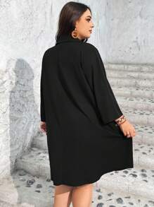 SHEIN CURVE+ Váy dài tay in họa tiết kẻ sọc nhiều màu Halloween cỡ lớn cho nữ, Váy ngày lễ tình nhân, Lễ tình nhân, Hoa hồng, Trái tim, Chấm bi, Tình yêu, Môi, Thần tình yêu, Hoa 3D, Trang phục mùa hè cho phụ nữ, Váy chống nắng cho phụ nữ Trang phục bãi biển cho phụ nữ/Váy bãi biển/Trang phục kỳ nghỉ bãi biển/Đồ dùng cần thiết cho bãi biển/Váy tốt nghiệp/Váy tiệc trà - màu đen - Xem 2