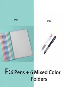 SHEIN 3 Black, 3 White + Beige Ballpoint Pen Pencil Case