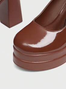 CUCCOO SZL Tacones de plataforma con tobillera, tacón grueso de color marrón, zapatos de moda casuales para ir al trabajo, citas, fiestas, vacaciones, bodas