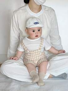 SHEIN 2 buc/set bebeluși băieți carouri drăguț rural confortabil casual all-match pantaloni scurți asortați fund - Multicolor - Vizualizare 10