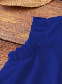 Linhara Robe décontractée casual à encolure en V avec volants, sans manches, patchwork, pour femmes grandes tailles. Confortable et convenant pour le port au bureau au quotidien