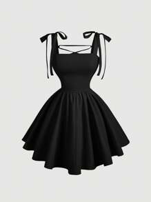 SHEIN MOD Black Romantic Backless Bowknot Dress, Suitable For Dates, Parties, Holidays, Tea Parties, Birthdays,Graduation Dresses,Sun Dresses For Women