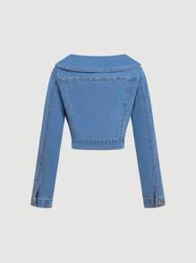 SHEIN MOD 女士牛仔夹克和外套，夏季时尚长袖 - 淺色水洗藍 - 查看 2