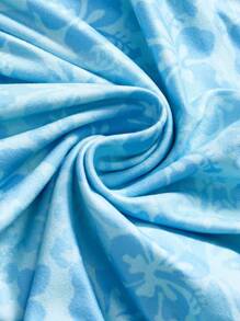 ROMWE Avant 热带芙蓉花水钻装饰女士抹胸 - 淺藍色 - 查看 3