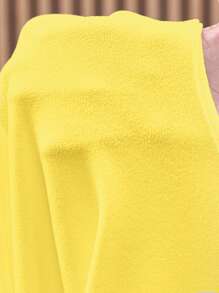 优雅、派对、聚会、约会修身纯白色无袖梭织荷叶边拼布纹理面料大码女式连体裤，春夏季 - 黃色 - 查看 7