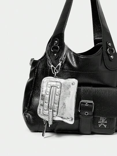 SHECARRY 女士时尚个性化街头风格前卫 Y2K 多功能迷你包，可作为单肩包/手提包/手拿包使用，2000 年代时尚风格女士包