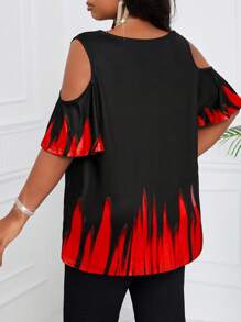 SHEIN Lady Top negro de manga hombro caído con gráfico arcoíris orgulloso para mujeres de talla grande