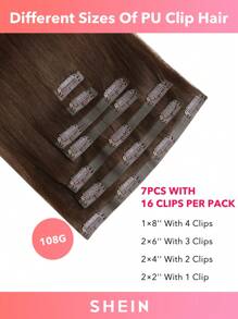 Seamless Clip Ins 7PCS Seamless PU Clip In Human Hair Extensions 100% Real Human Hair 14-22 Inch Balayage Ombre Blonde Color Skin Weft Remy Hair Extensions 110G With Clip - S4A - View 9